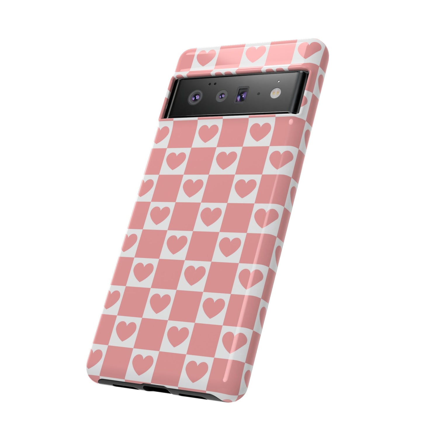 Pink Heart Checkerboard Google Pixel Case