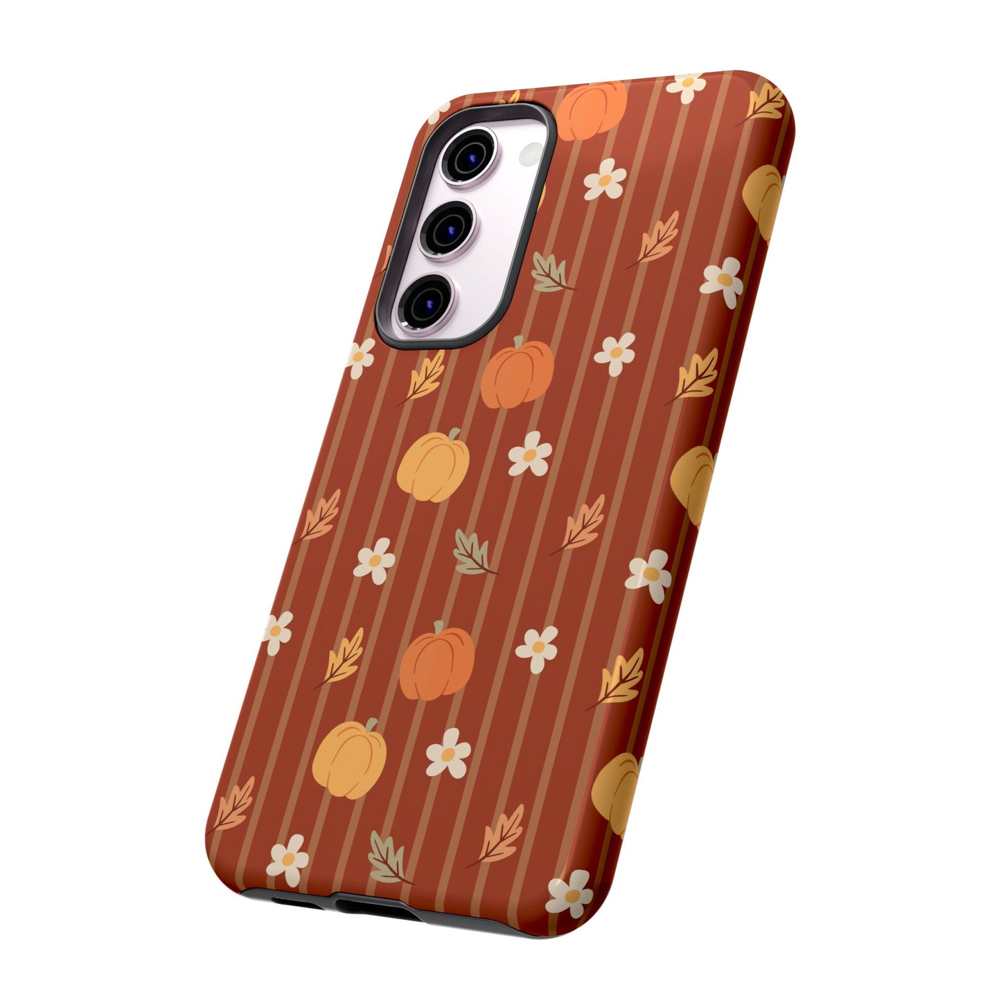Pumpkin Spice Floral Stripe Samsung Case