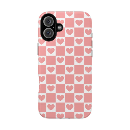 Pink Heart Checkerboard iPhone Case