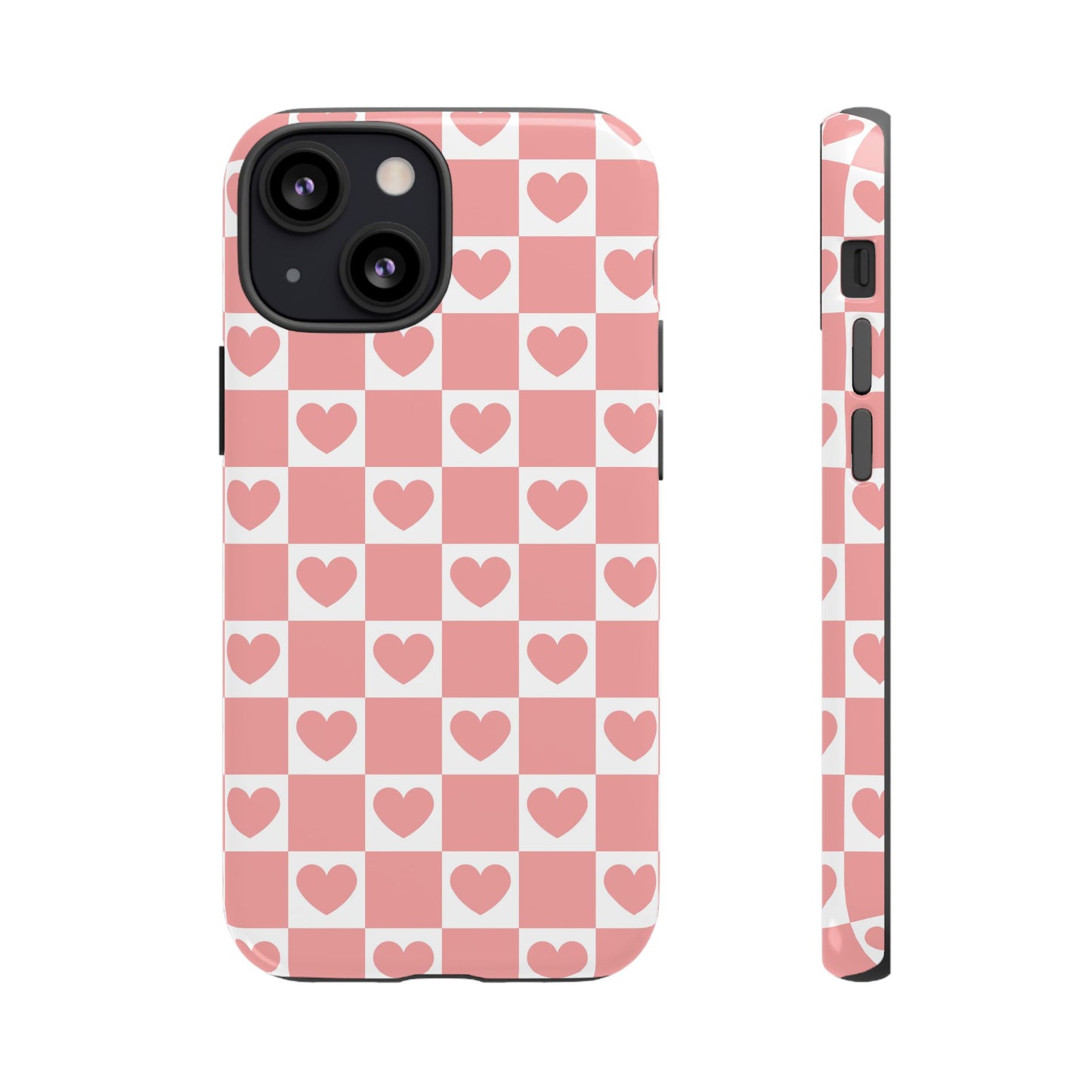 Pink Heart Checkerboard iPhone Case