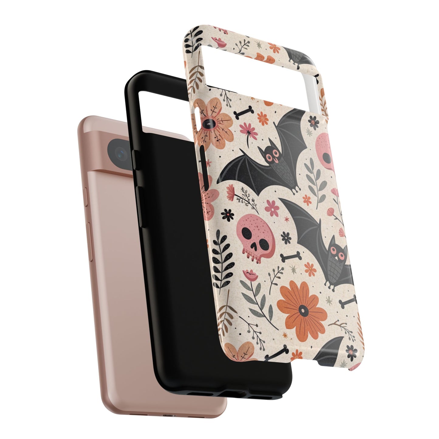 Floral Bats & Skulls Halloween Google Pixel Case