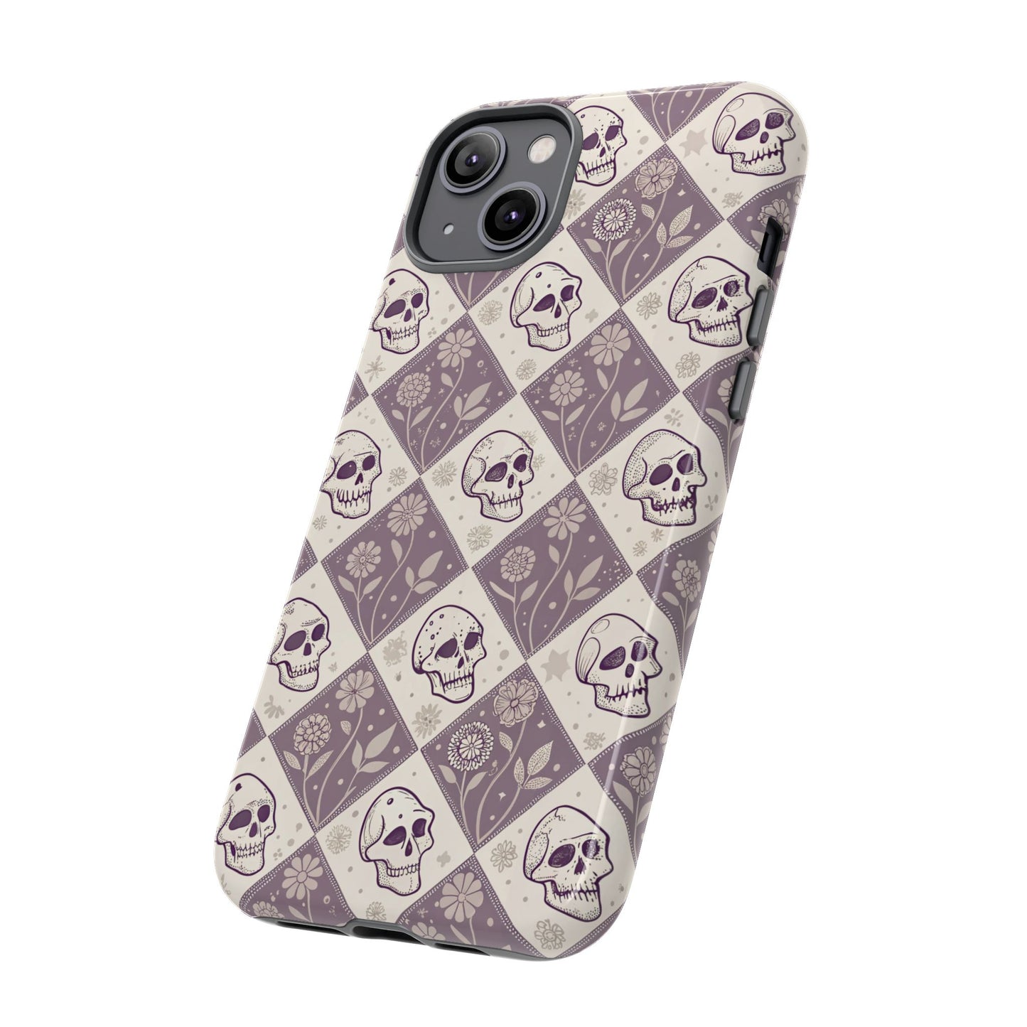 Vintage Skull & Floral Diamond iPhone Case