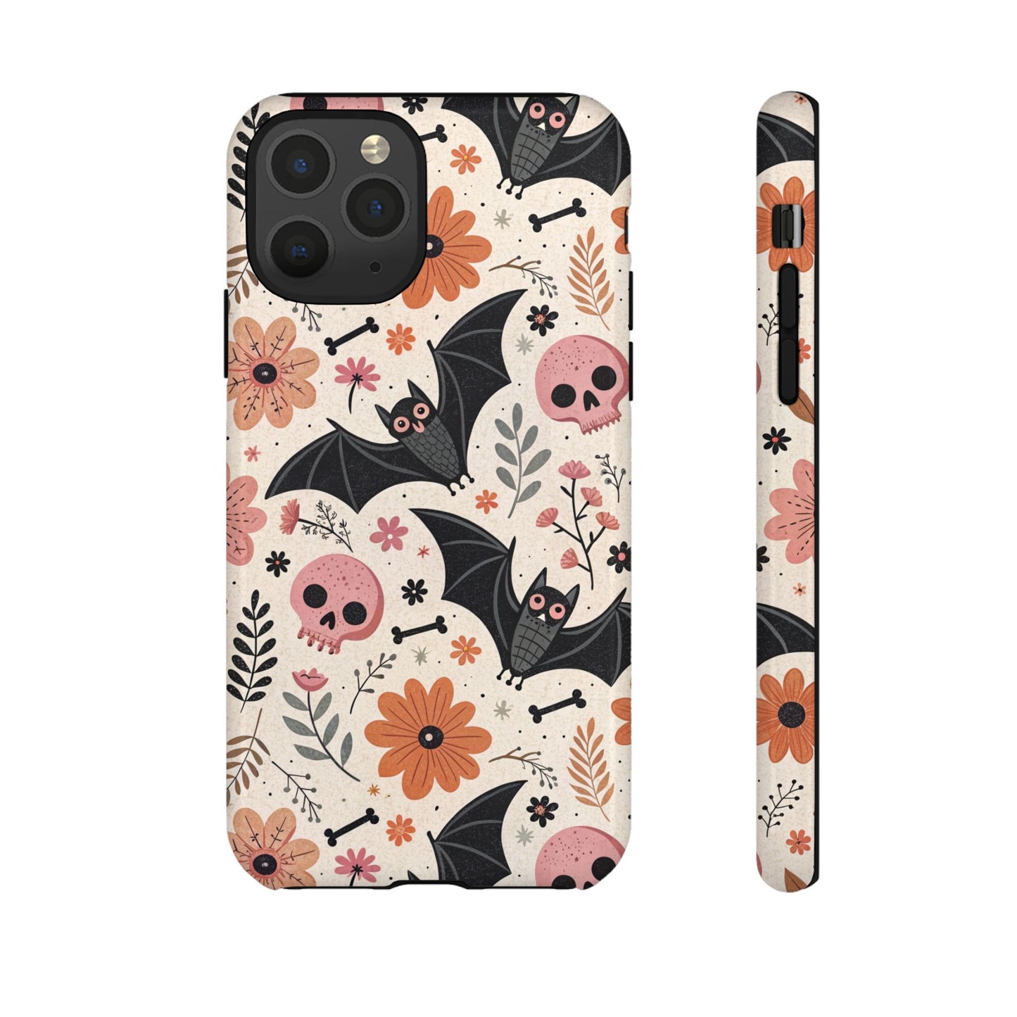 Floral Bats & Skulls Halloween iPhone Case