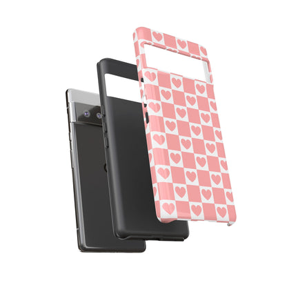Pink Heart Checkerboard Google Pixel Case