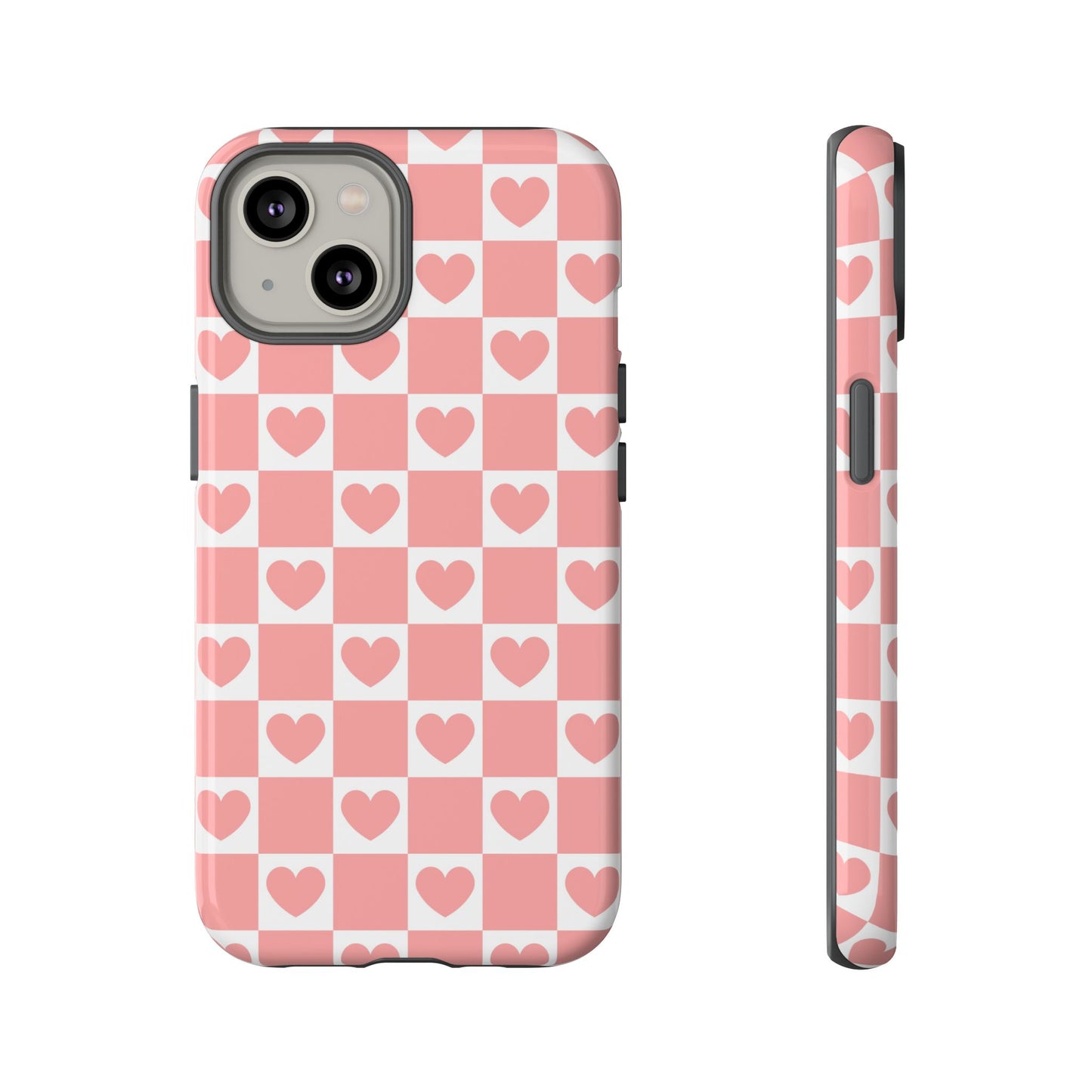 Pink Heart Checkerboard iPhone Case