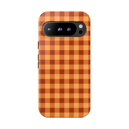 Orange Gingham Checkered Google Pixel Case