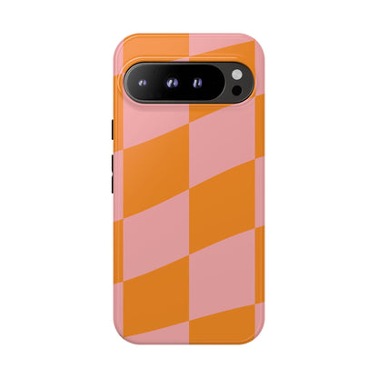 Pink & Orange Wavy Checker Google Pixel Case