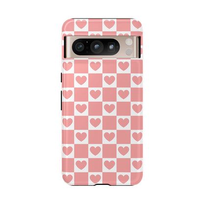 Pink Heart Checkerboard Google Pixel Case