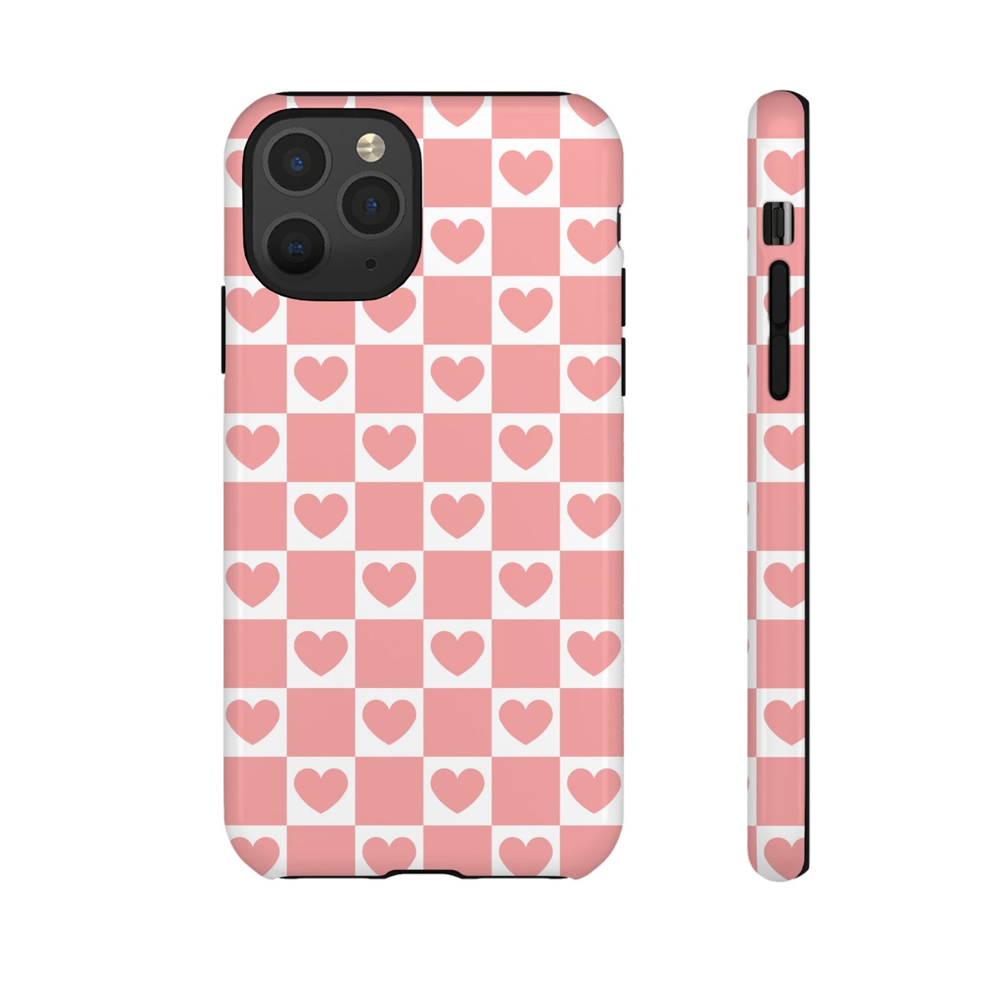Pink Heart Checkerboard iPhone Case