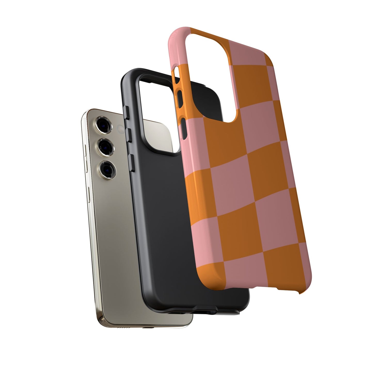 Pink & Orange Wavy Checker Samsung Case