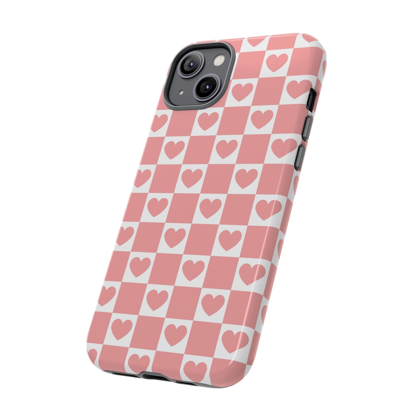 Pink Heart Checkerboard iPhone Case
