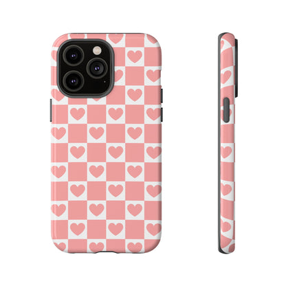 Pink Heart Checkerboard iPhone Case