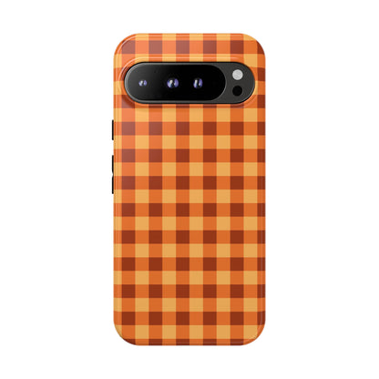 Orange Gingham Checkered Google Pixel Case