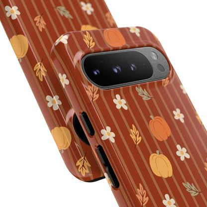 Pumpkin Spice Floral Stripe Google Pixel Case