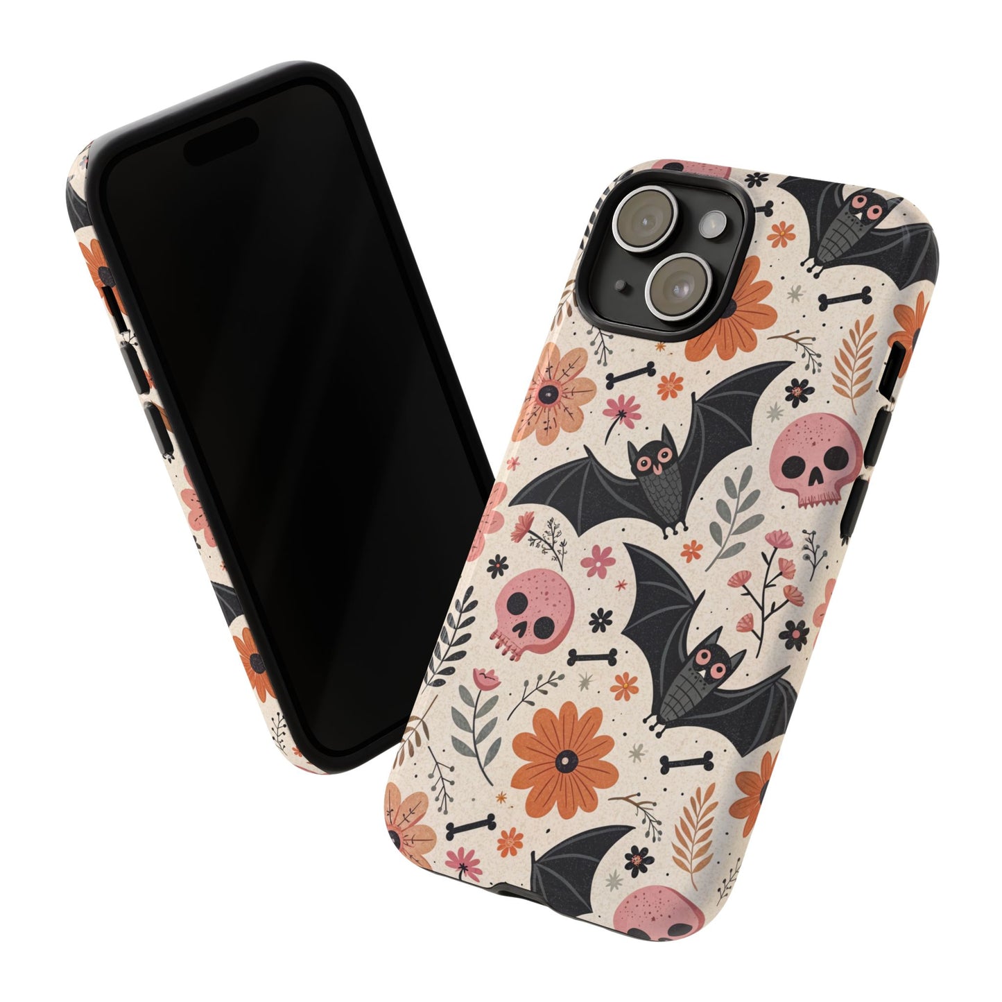 Floral Bats & Skulls Halloween iPhone Case