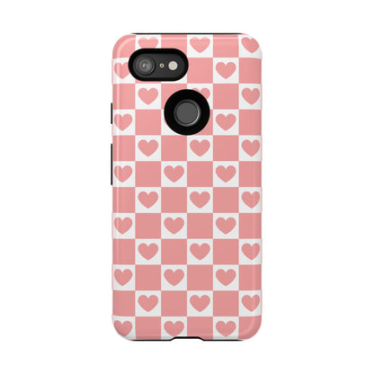 Pink Heart Checkerboard Google Pixel Case