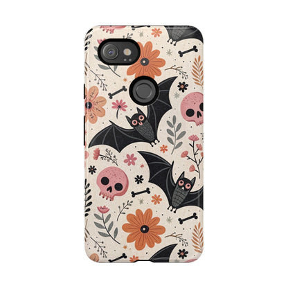 Floral Bats & Skulls Halloween Google Pixel Case