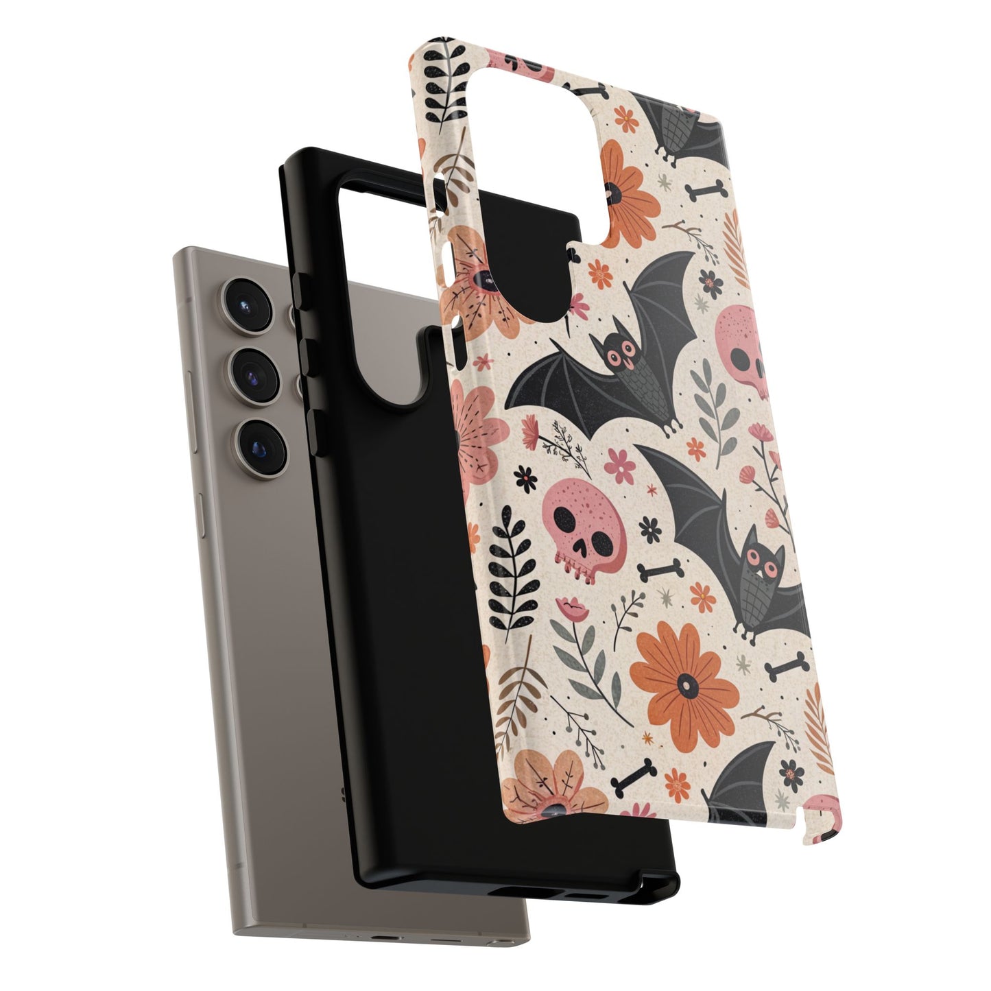 Floral Bats & Skulls Halloween Samsung Case