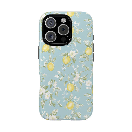 Lemon Blossom Blue iPhone Case
