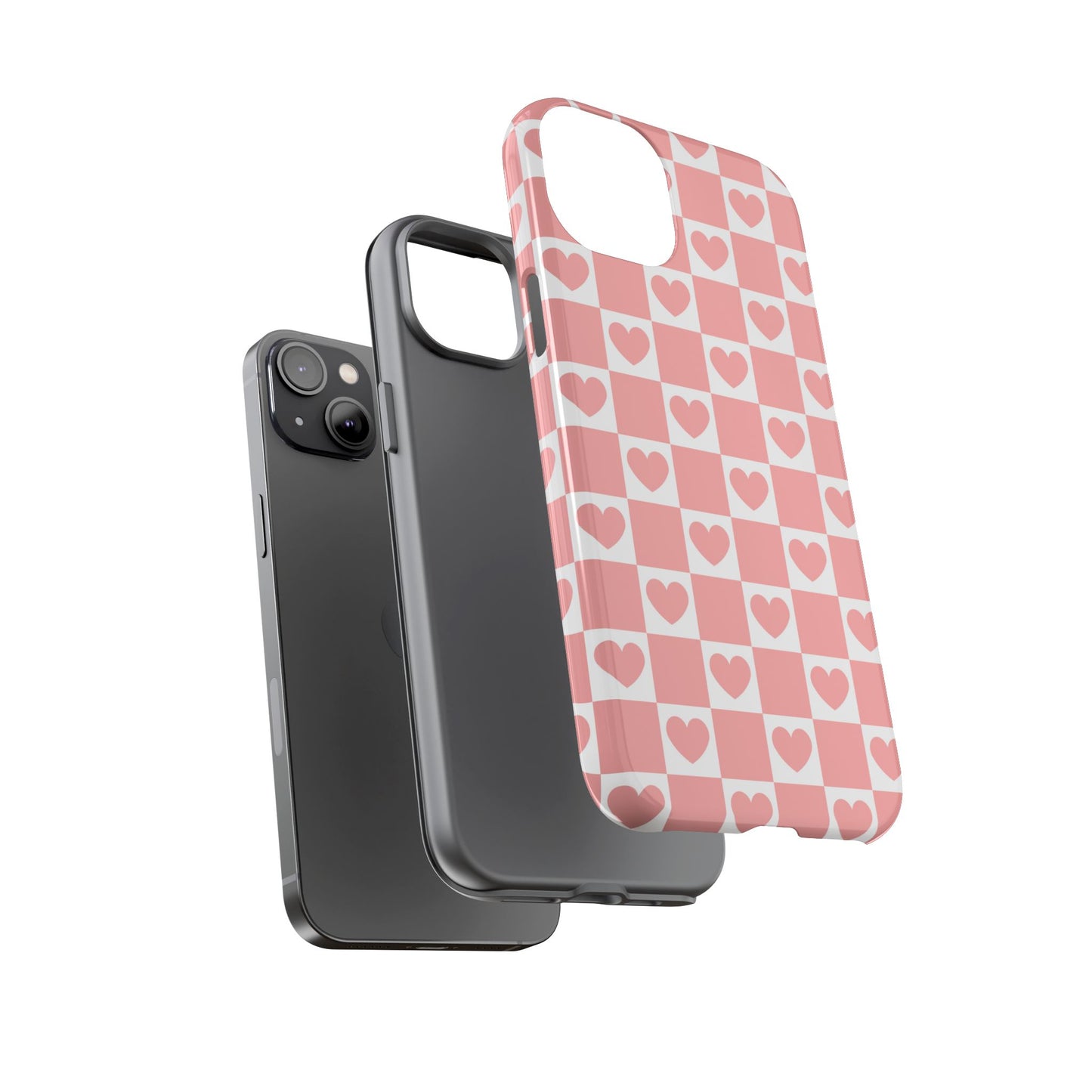 Pink Heart Checkerboard iPhone Case