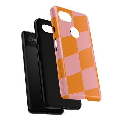 Pink & Orange Wavy Checker Google Pixel Case