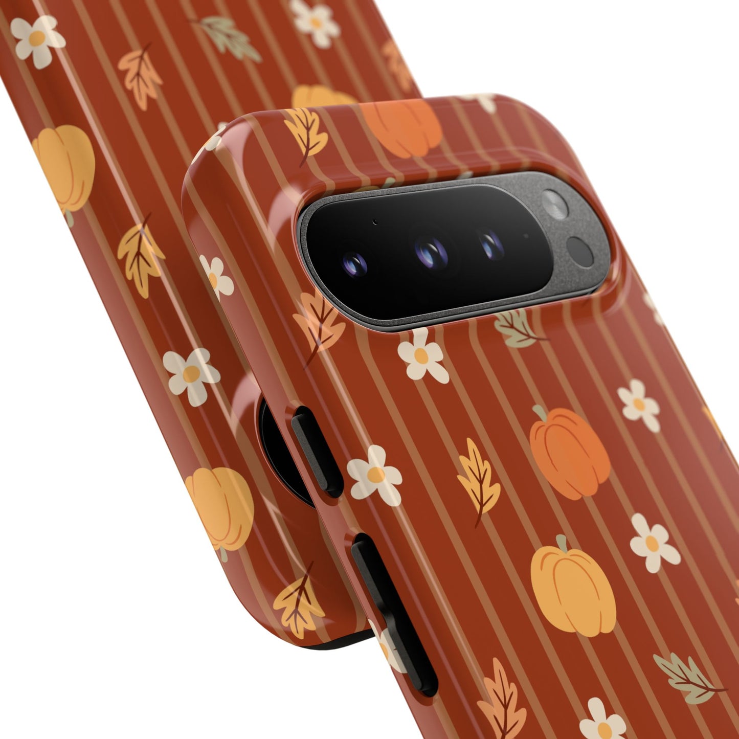 Pumpkin Spice Floral Stripe Google Pixel Case