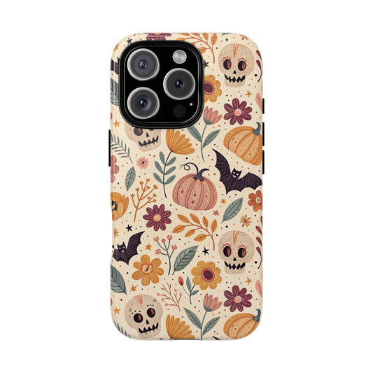 Halloween Skulls & Pumpkins Floral iPhone Case