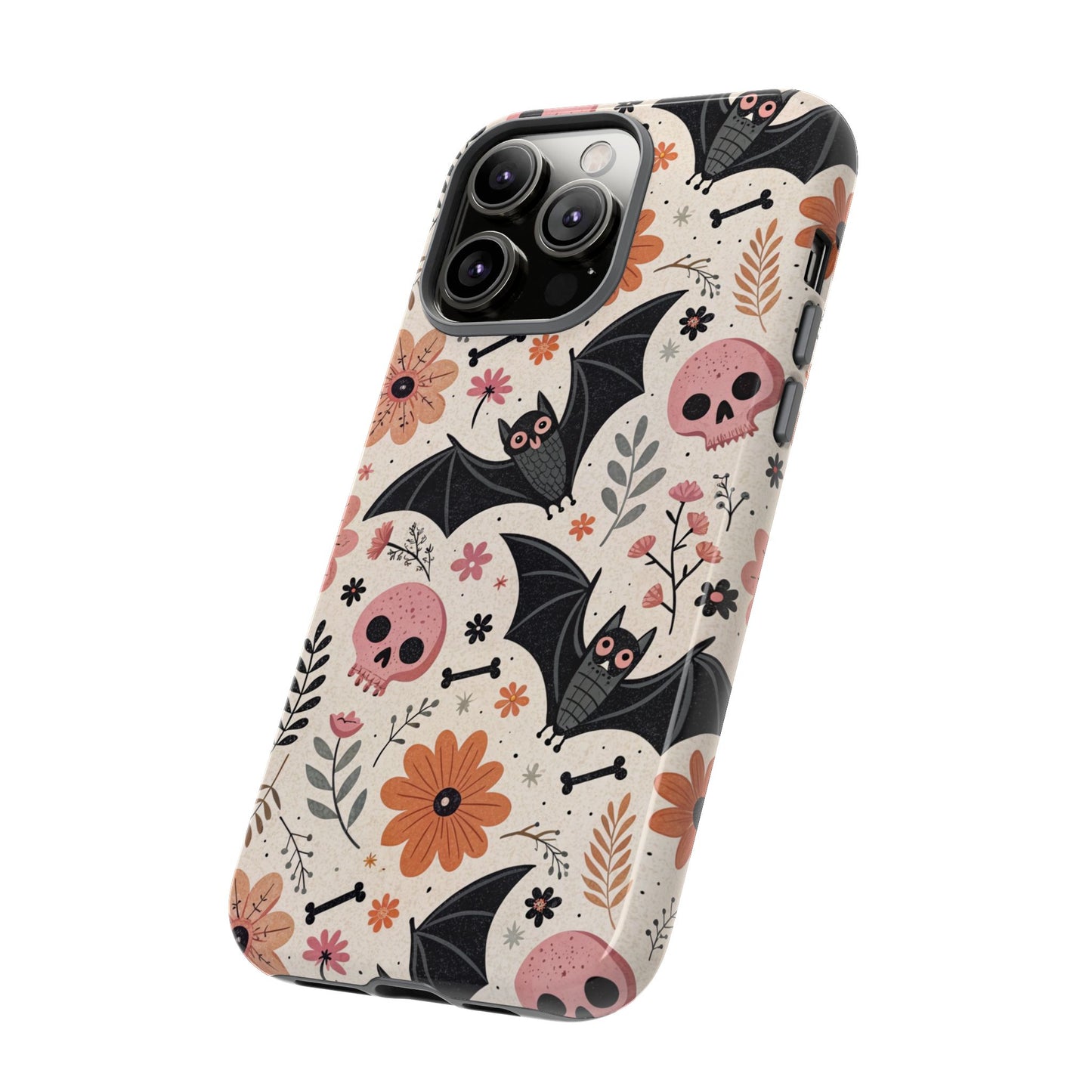 Floral Bats & Skulls Halloween iPhone Case