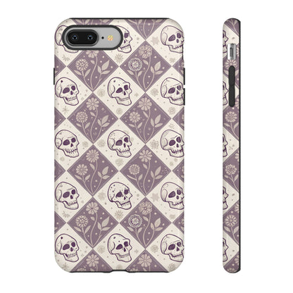 Vintage Skull & Floral Diamond iPhone Case
