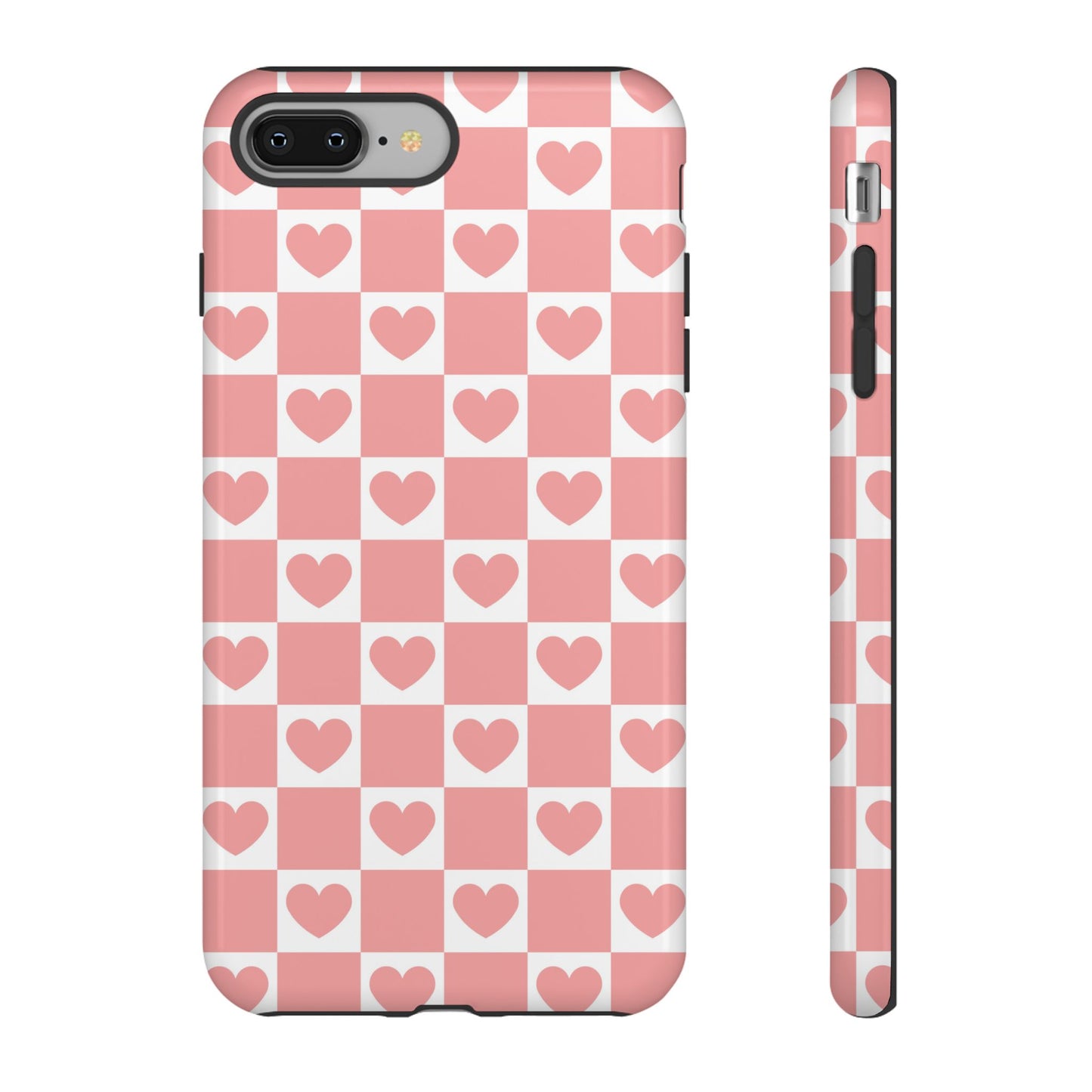 Pink Heart Checkerboard iPhone Case