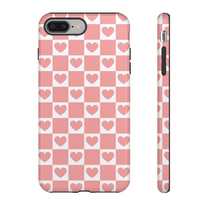 Pink Heart Checkerboard iPhone Case