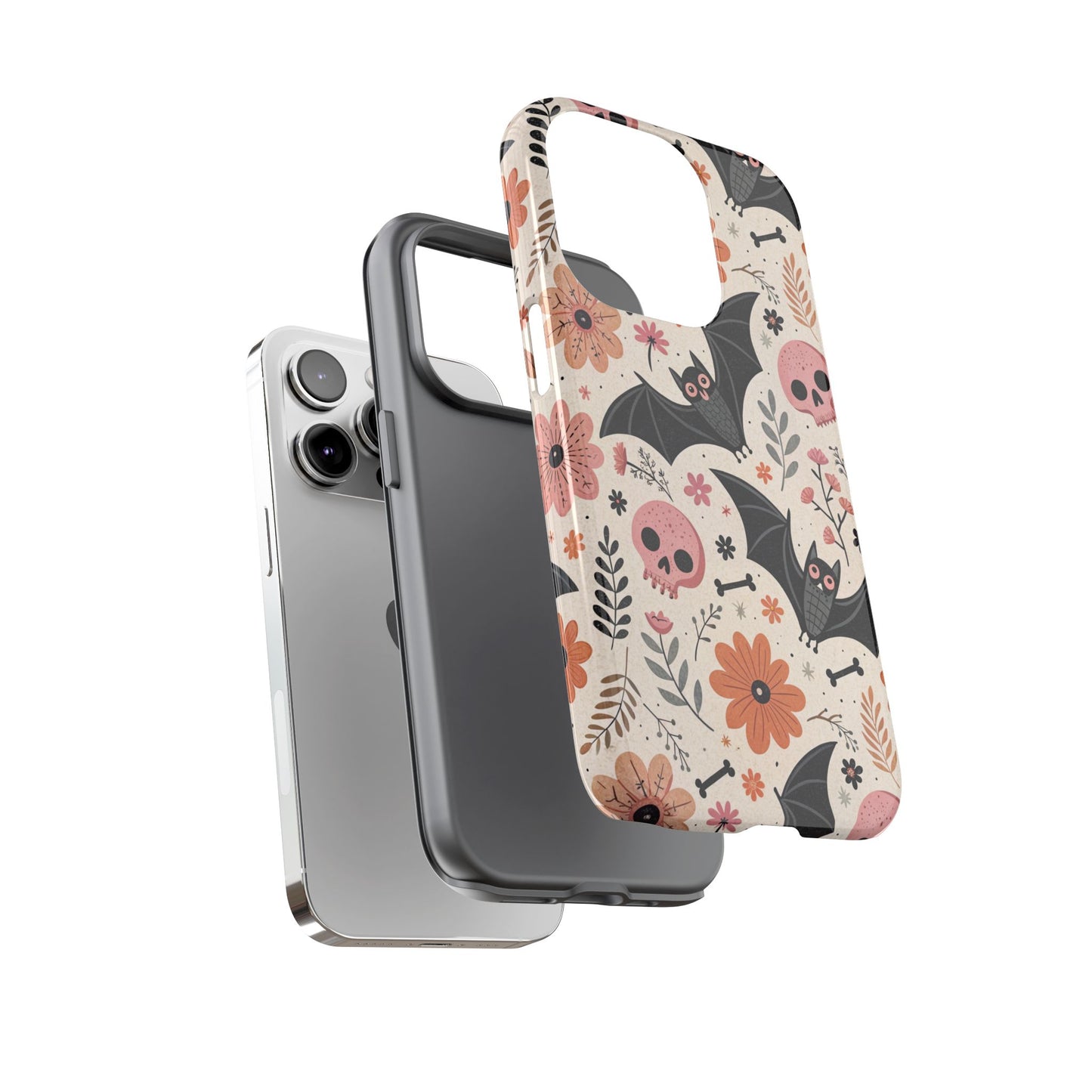 Floral Bats & Skulls Halloween iPhone Case