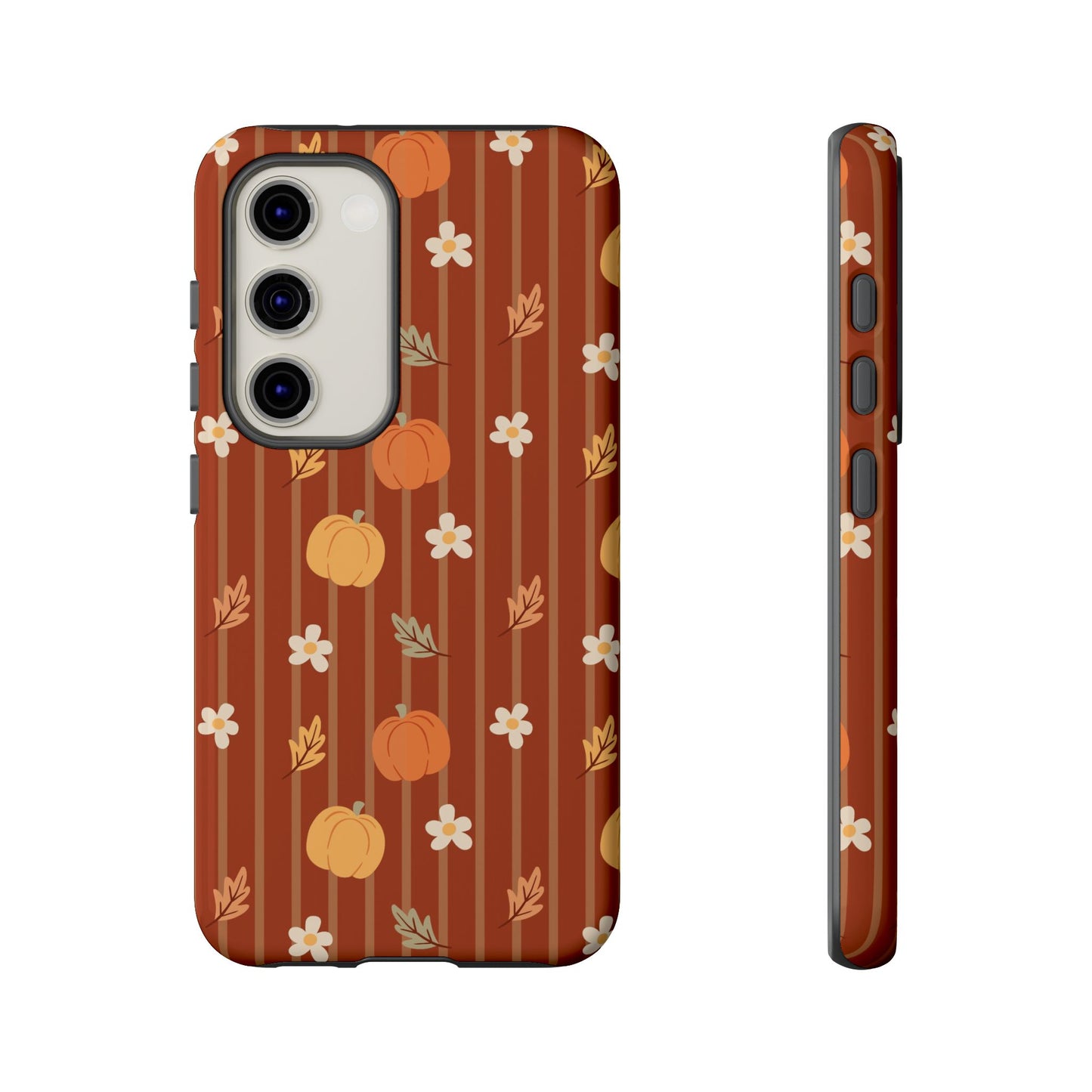 Pumpkin Spice Floral Stripe Samsung Case