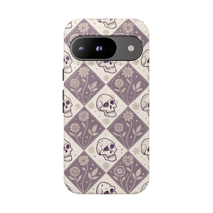 Vintage Skull & Floral Diamond Google Pixel Case