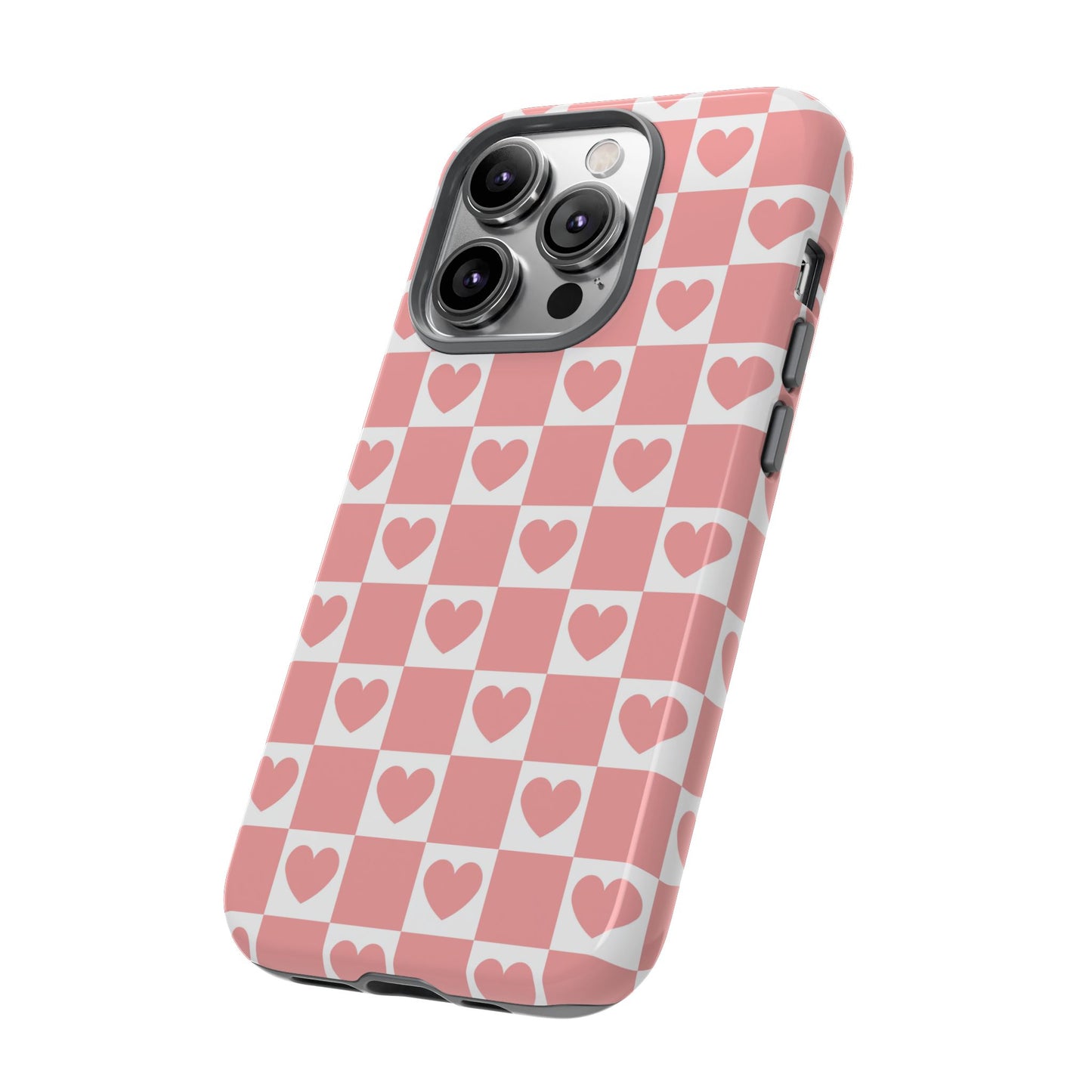 Pink Heart Checkerboard iPhone Case