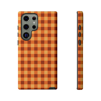 Orange Gingham Checkered Samsung Case