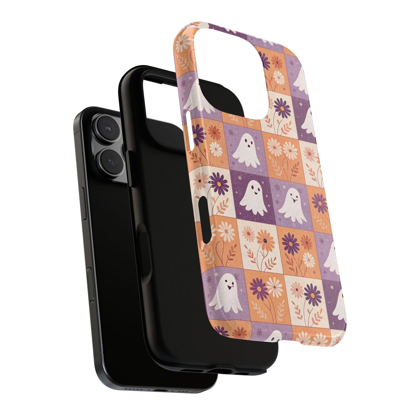 Ghost Floral Checkerboard iPhone Case