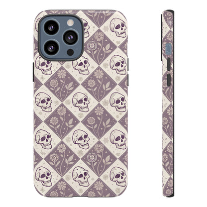 Vintage Skull & Floral Diamond iPhone Case