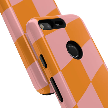 Pink & Orange Wavy Checker Google Pixel Case