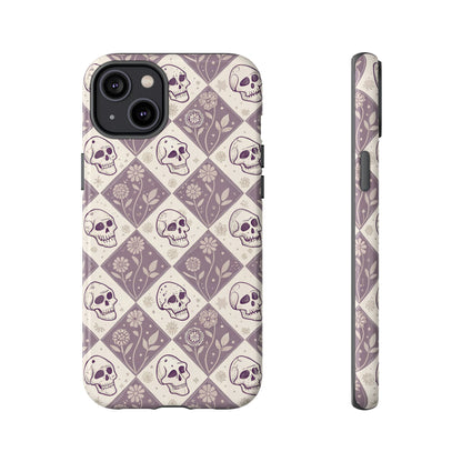 Vintage Skull & Floral Diamond iPhone Case