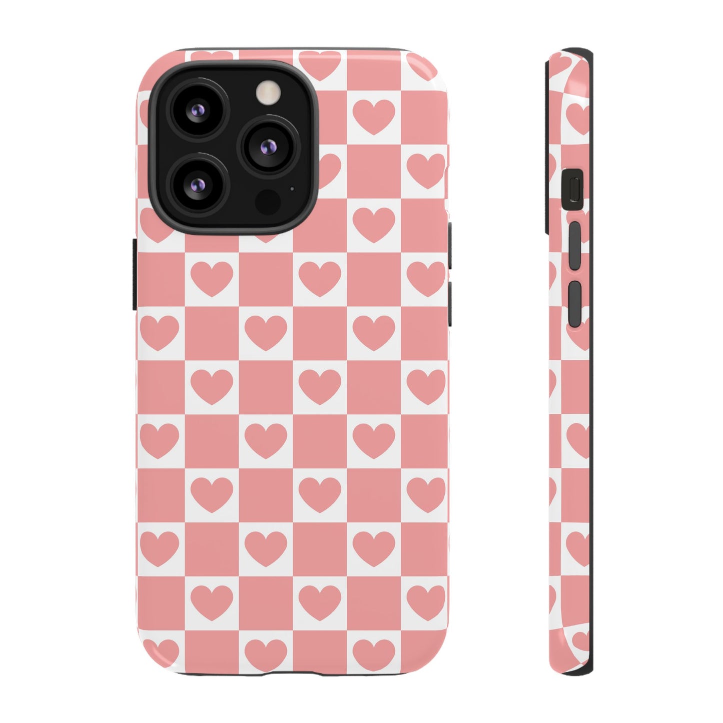 Pink Heart Checkerboard iPhone Case