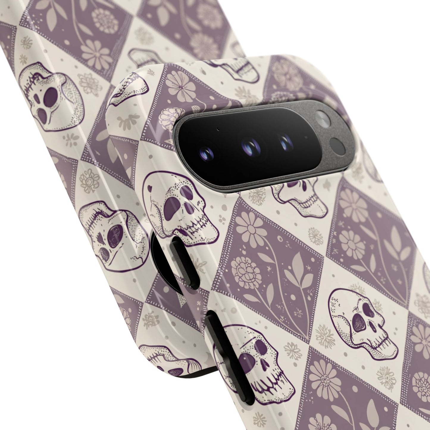 Vintage Skull & Floral Diamond Google Pixel Case