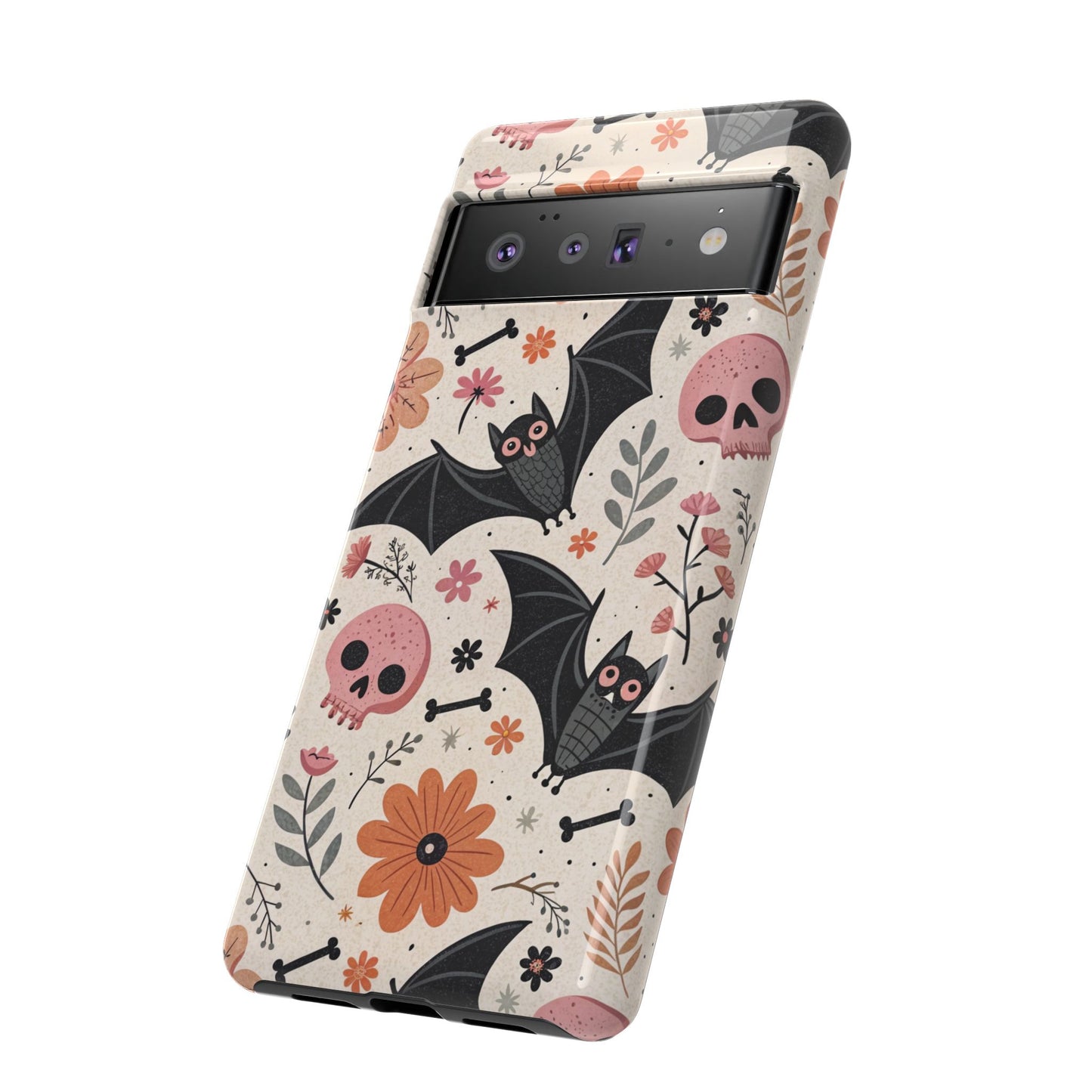 Floral Bats & Skulls Halloween Google Pixel Case