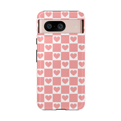Pink Heart Checkerboard Google Pixel Case