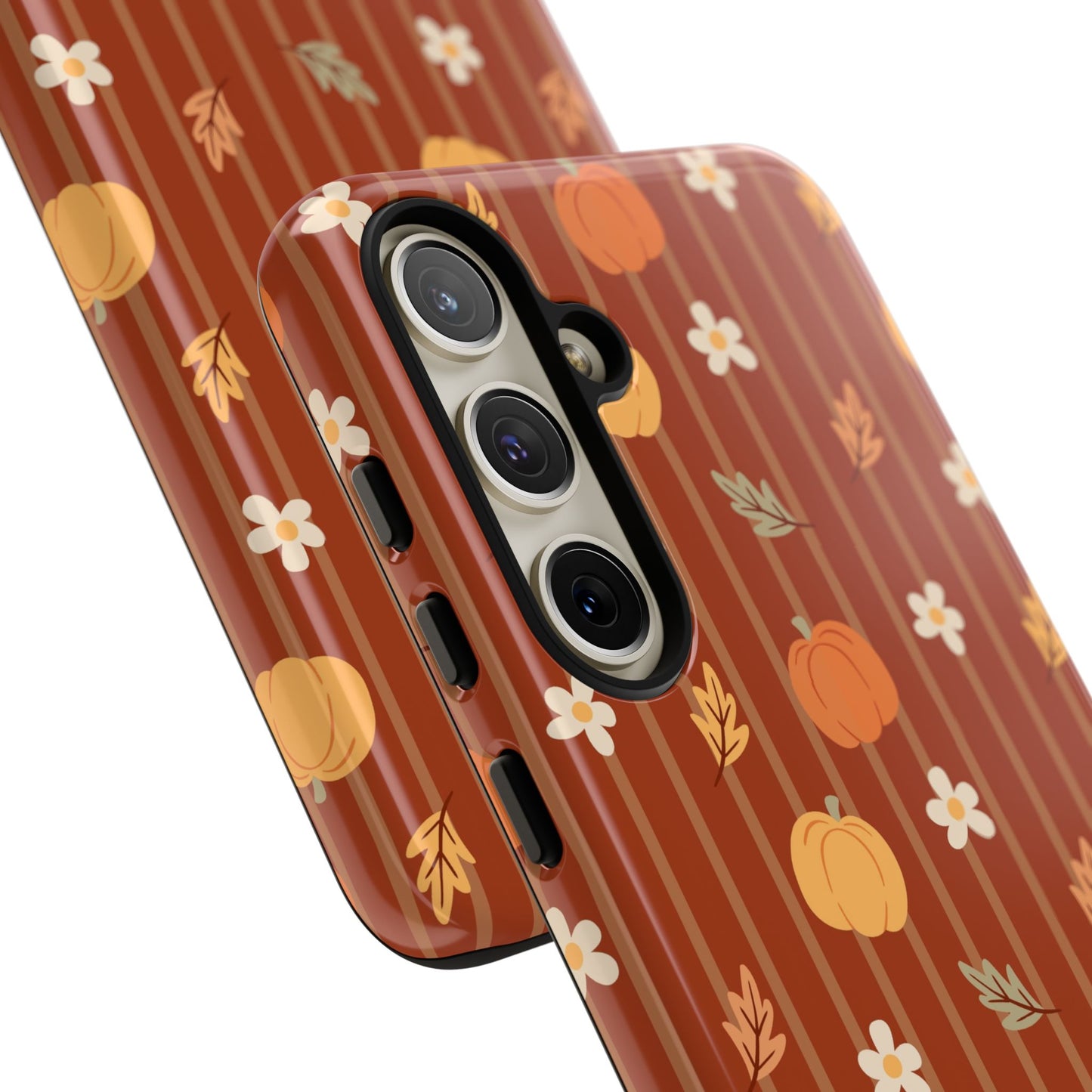 Pumpkin Spice Floral Stripe Samsung Case